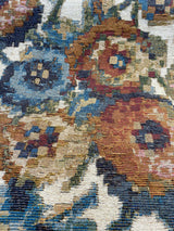Jewel Cabbage Rose Chenille Fabric - Beige Background, Floral Design, 56" Width (1 Yard)