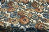 Jewel Cabbage Rose Chenille Fabric - Beige Background, Floral Design, 56" Width (1 Yard)
