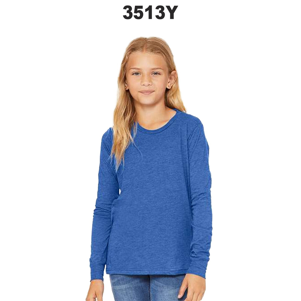BELLA + CANVAS® Youth Triblend Long Sleeve Crewneck Tee - 3513Y