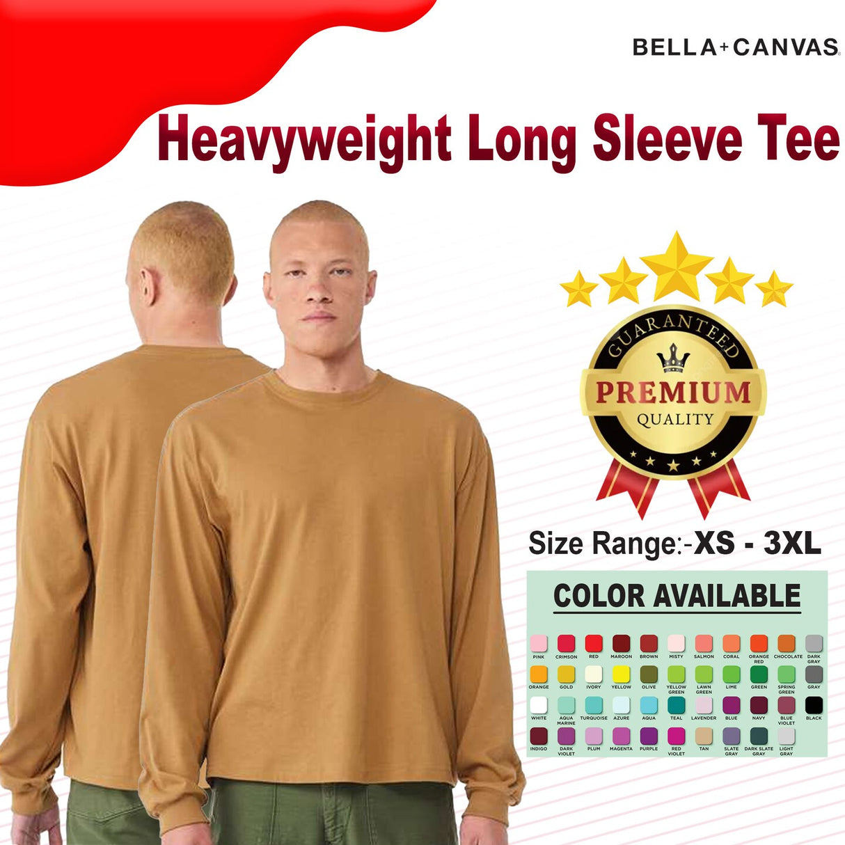 BELLA + CANVAS® Heavyweight Crewneck Long Sleeve Tee