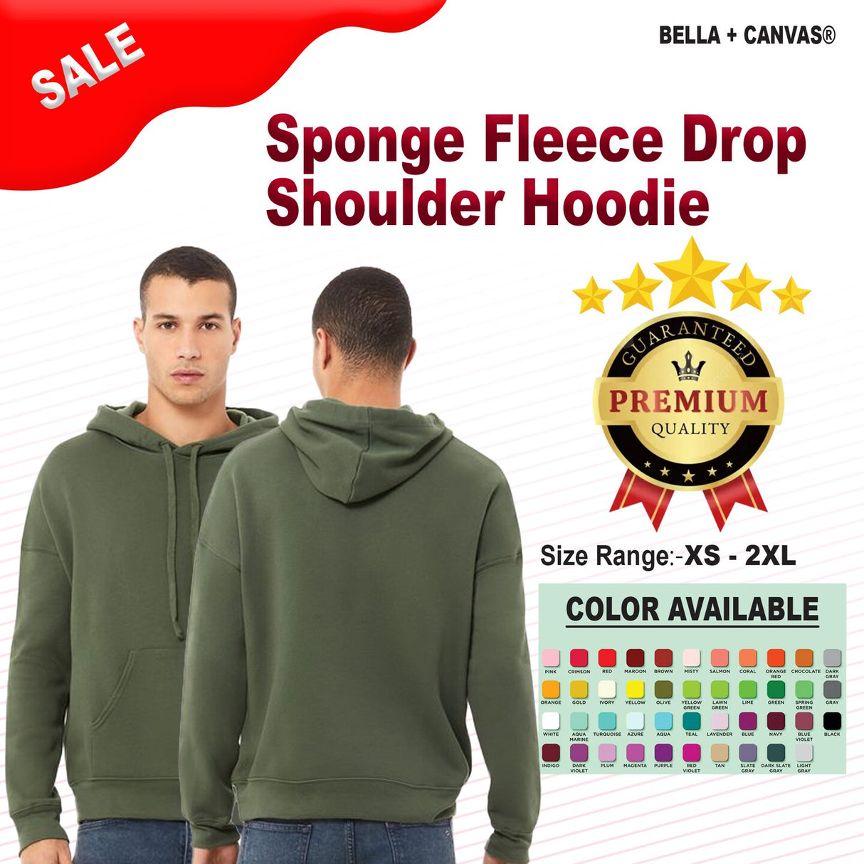 BELLA + CANVAS® Sponge Fleece Drop Shoulder Hoodie