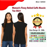 BELLA + CANVAS® Women’s Flowy Rolled Cuffs Muscle T-Shirt