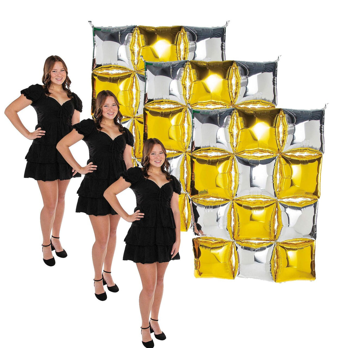Silver & Gold Mylar Balloon Party Backdrop – 45.25" x 5 Ft. (1/2")