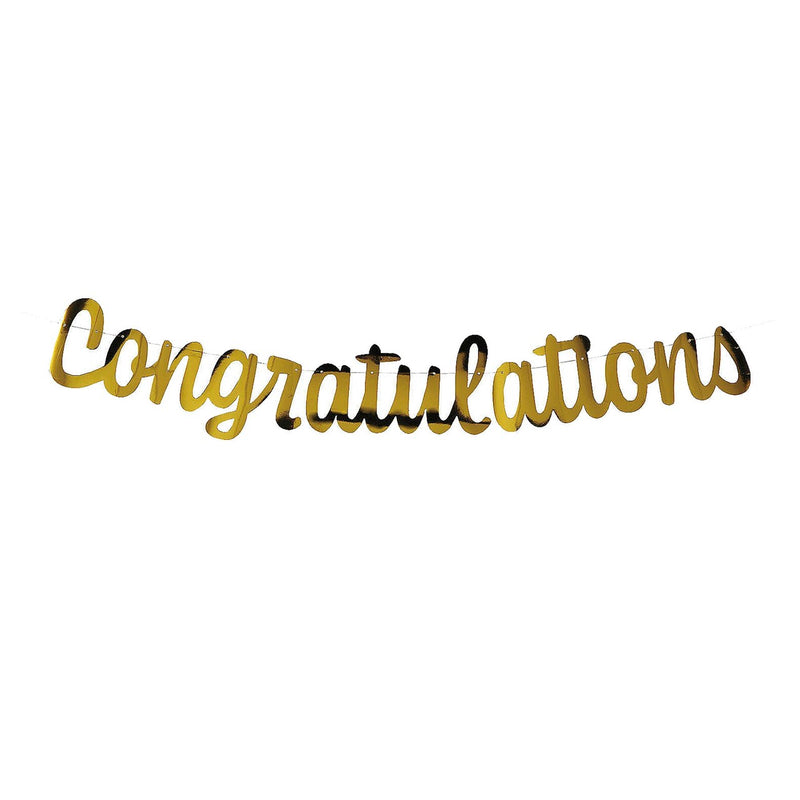 7ft Gold Congratulations Ready-to-Hang Garland Decoration