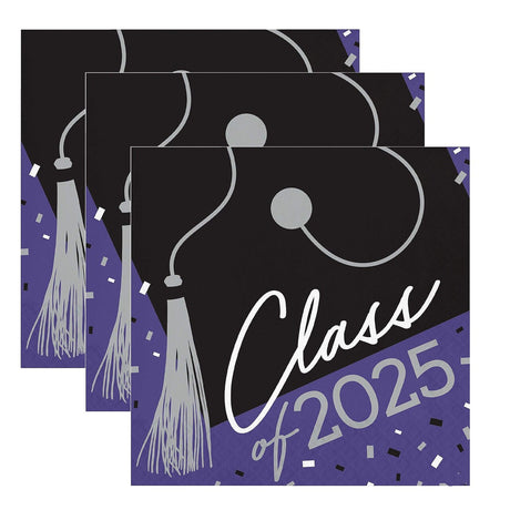 Creative Converting School Spirit Purple Class of 2025 Paper Dinner Napkins – 108 Count