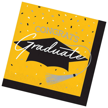 Creative Converting School Spirit Yellow Graduation Dinner Napkins – 108ct