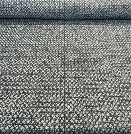 Saltaire Chenille Upholstery Fabric - Blue, Off White, Beige, 54" Width (1 Yard)