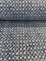 Saltaire Chenille Upholstery Fabric - Blue, Off White, Beige, 54" Width (1 Yard)