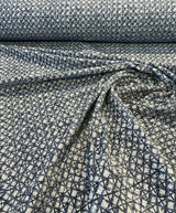 Saltaire Chenille Upholstery Fabric - Blue, Off White, Beige, 54" Width (1 Yard)