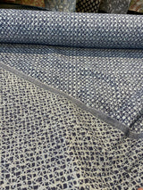 Saltaire Chenille Upholstery Fabric - Blue, Off White, Beige, 54" Width (1 Yard)
