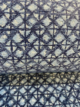Saltaire Chenille Upholstery Fabric - Blue, Off White, Beige, 54" Width (1 Yard)