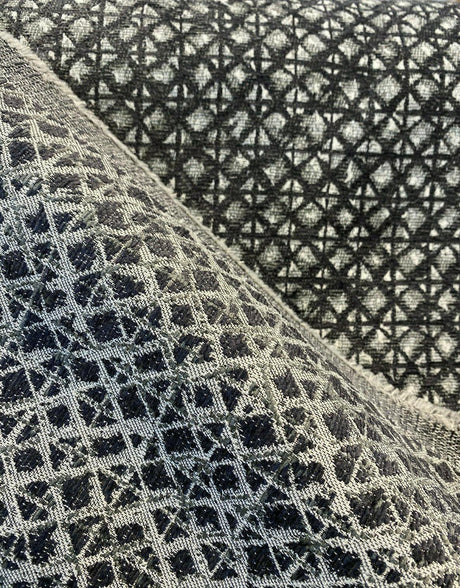 Saltaire Chenille Upholstery Fabric - Charcoal, Off-White/Gray, 54" Width (By The Yard)