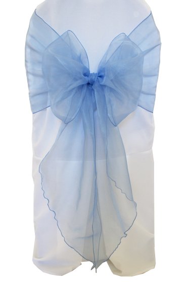 Organza Chair Sash Angle End 12x116 Periwinkle/Cornflower