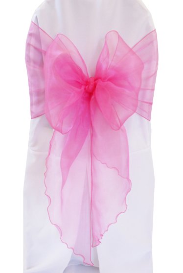 Organza Chair Sash Sample Angle End Bubble Gum
