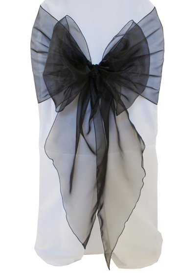 Organza Chair Sash Angle End Black