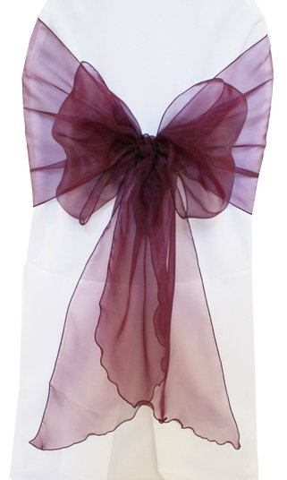 Organza Chair Sash Angle End Plum