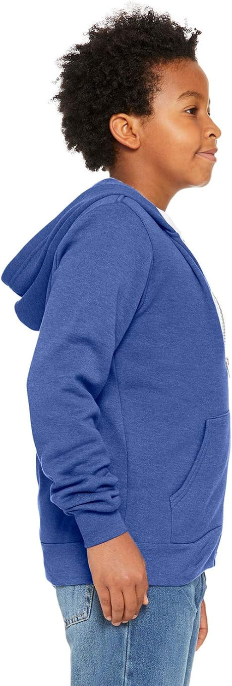 BELLA + CANVAS 3739Y Youth Sponge Fleece Full-Zip Hoodie - 3739Y in Dark Grey Heather