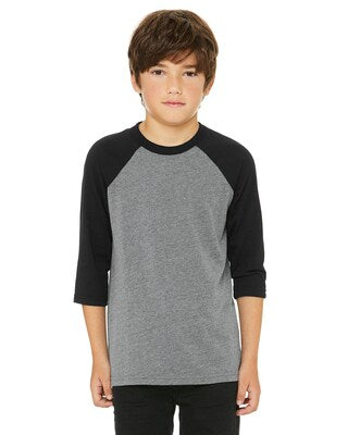 BELLA + CANVAS® Youth Three Quarter Sleeve Baseball Tee - 3200Y