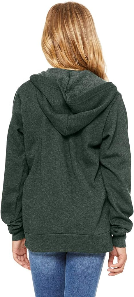 BELLA + CANVAS 3739Y Youth Sponge Fleece Full-Zip Hoodie - 3739Y in Dark Grey Heather