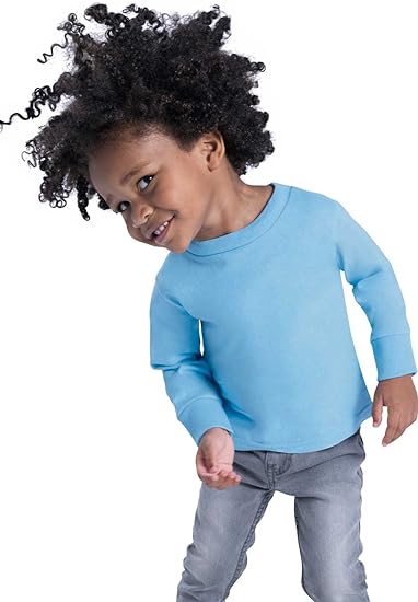 RADYAN® Toddler Cotton Jersey Long Sleeve Crewneck Tee - 3311