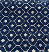 Mercedes Blue Navy Damask Diamond Chenille Fabric - Navy Blue Damask Diamond, 56" Width (1 Yard)