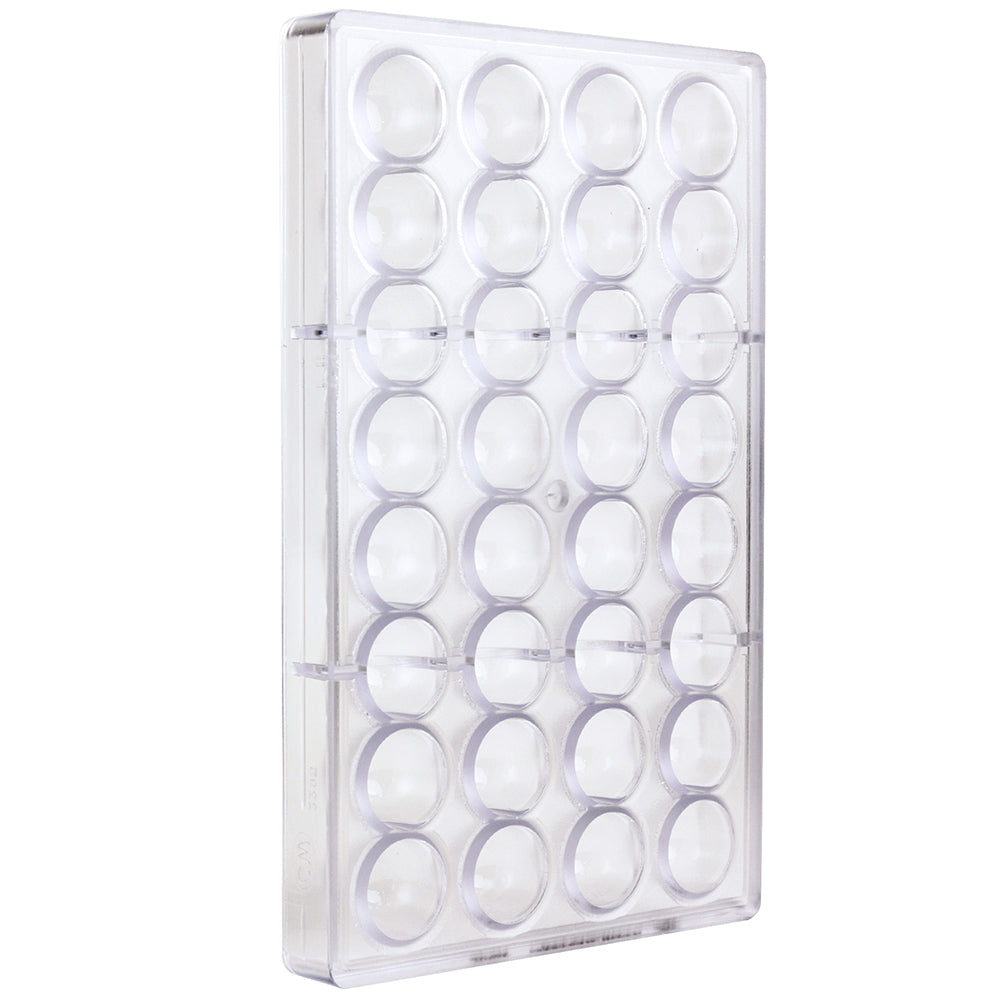 Chocolate World Clear Polycarbonate Chocolate Mold, Dome, 32 Cavities