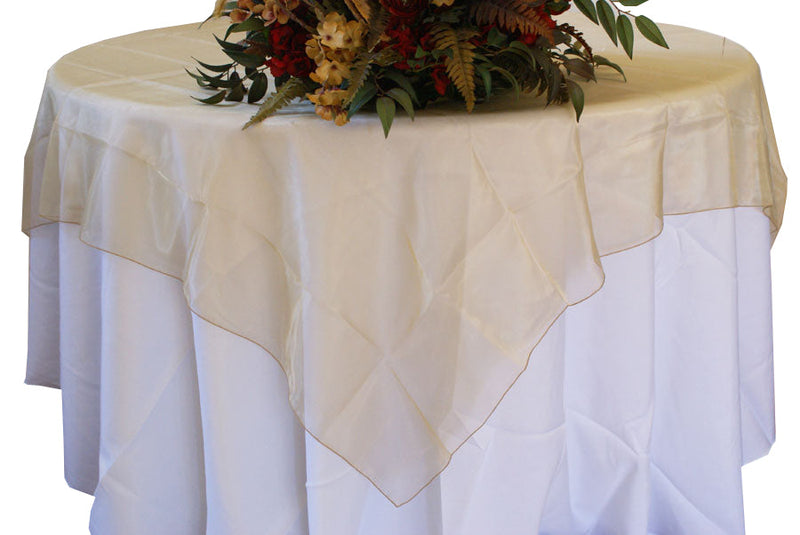 Square Organza Table Overlay 72x72 Antique Gold