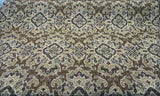 Mazaro Moss Hindley Brown Damask Chenille Fabric - Brown Beige Antique Green Damask, 56" Width (By The Yard)