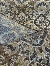 Mazaro Moss Hindley Brown Damask Chenille Fabric - Brown Beige Antique Green Damask, 56" Width (By The Yard)