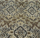 Mazaro Moss Hindley Brown Damask Chenille Fabric - Brown Beige Antique Green Damask, 56" Width (By The Yard)