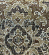 Mazaro Moss Hindley Brown Damask Chenille Fabric - Brown Beige Antique Green Damask, 56" Width (By The Yard)
