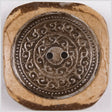 Natural and Silver Embossed Square 2 Hole Coconut Button - 80L/50.8mm