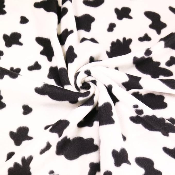 Polar Fleece Fabric Cow Print Black White 60" 280 GSM