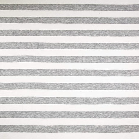 Rayon Spandex Jersey Knit Fabric 1" Stripes Cream Grey