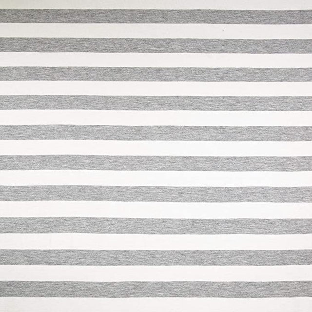 Rayon Spandex Jersey Knit Fabric 1" Stripes Cream Grey