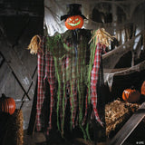 51 1/4" Animated Hanging Red Checkered Shirt Pumpkin Man Halloween Decoration