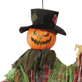 51 1/4" Animated Hanging Red Checkered Shirt Pumpkin Man Halloween Decoration
