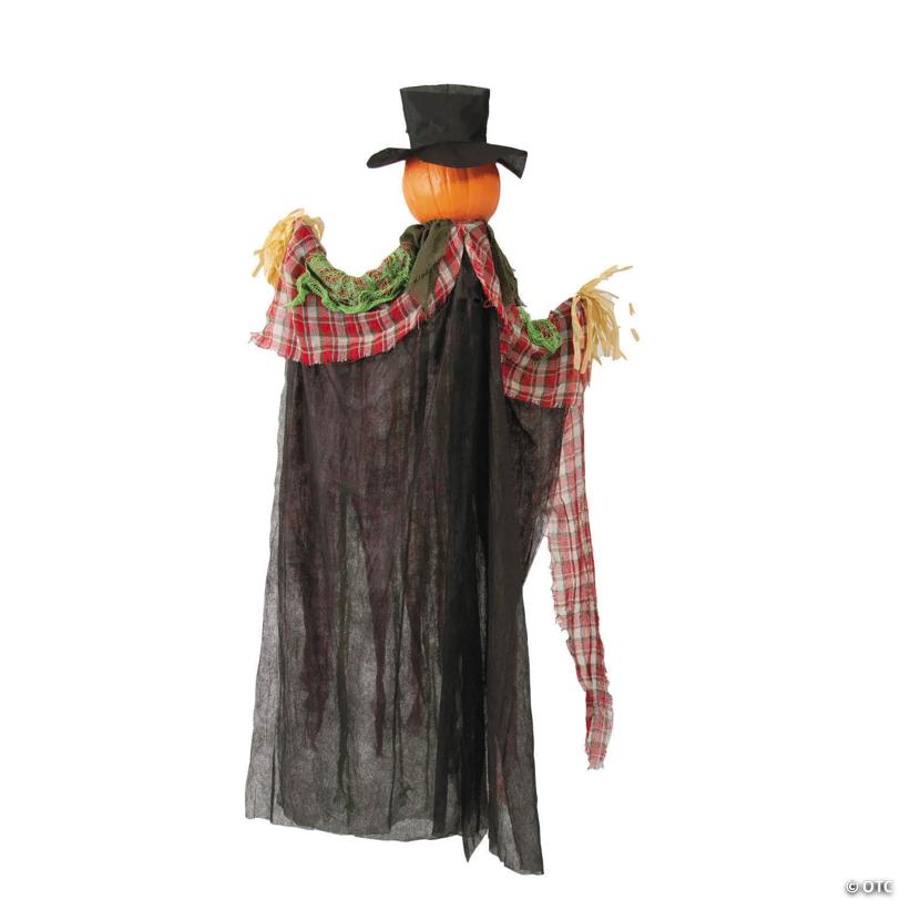 51 1/4" Animated Hanging Red Checkered Shirt Pumpkin Man Halloween Decoration