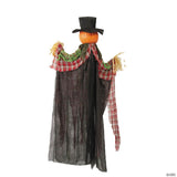 51 1/4" Animated Hanging Red Checkered Shirt Pumpkin Man Halloween Decoration