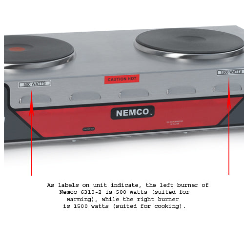 Nemco 6310-2 Hot Plate, Double Burner (Horizontal Model)