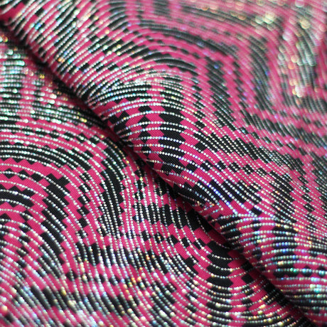 Zig Zag Racer Foil Polyester Spandex Fabric - Sparkly Chevron Foil Print, 58/60" Width (1 Yard)