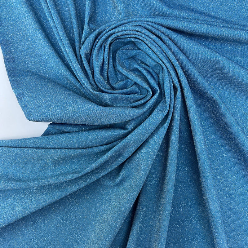 Lurex Blend Knitted Fabric Golden Blue