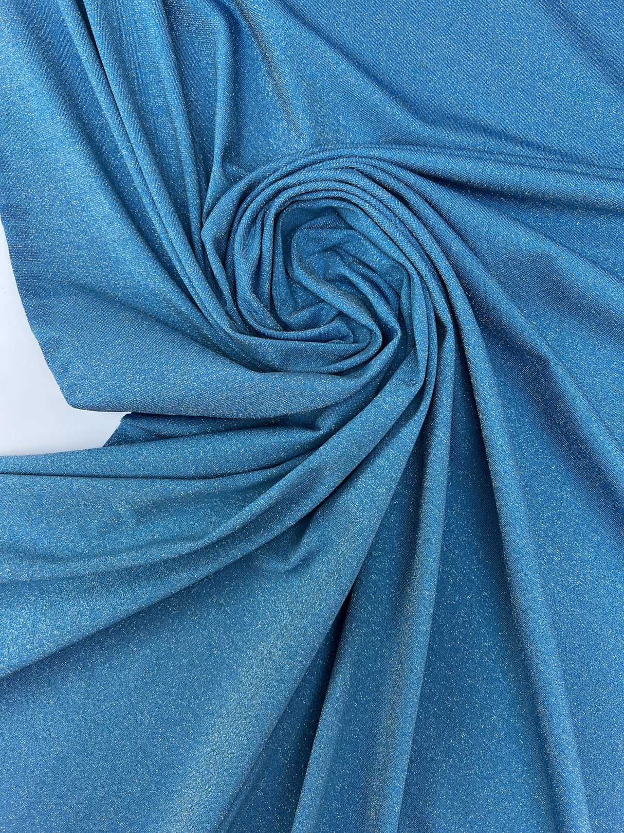 Lurex Blend Knitted Fabric Golden Blue