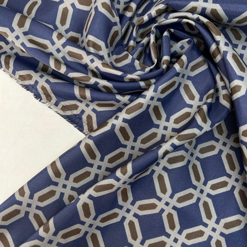 Polyamide Woven Geometric Print Blue