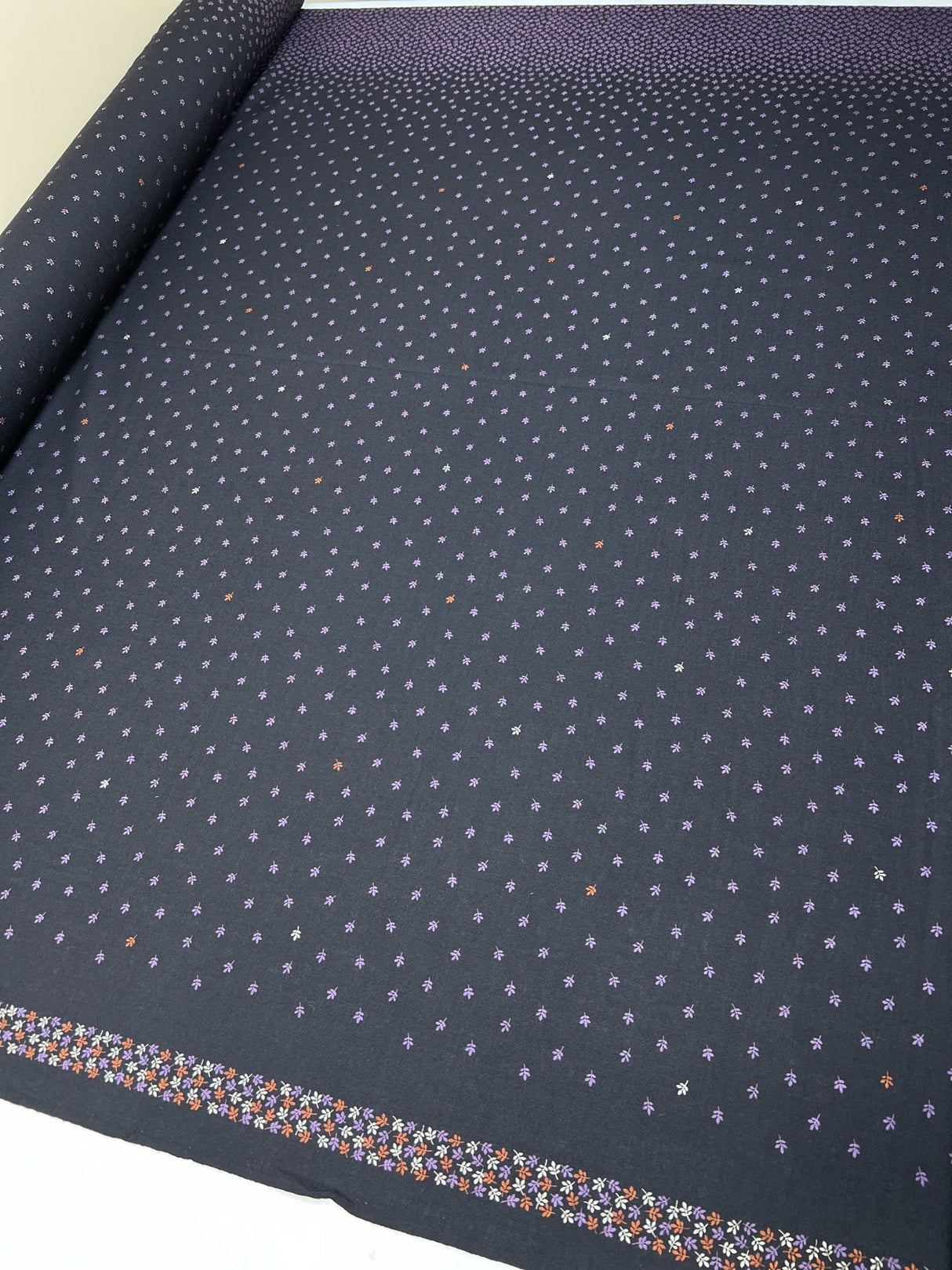 Printed Wool Fabric Purple Black