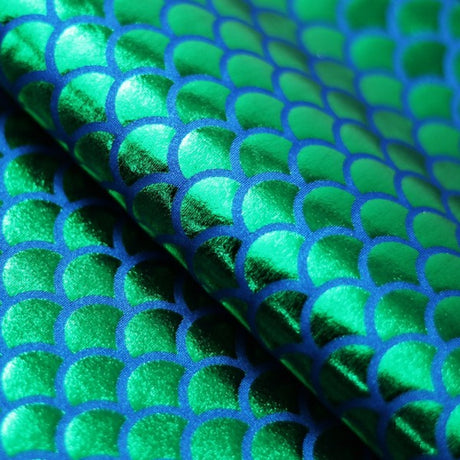 Mermaid Scale Nylon Spandex Fabric - Red, Silver, Turquoise, Gold, Green, Royal Blue Mermaid Scale Hologram, 60" Width (1 Yard)