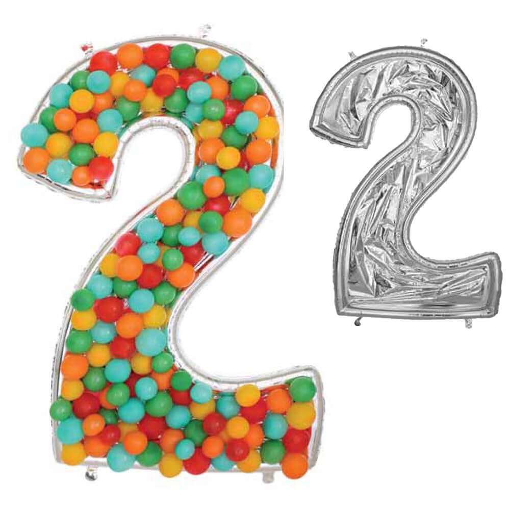 Foil Balloon Mosaic Number 2 Silver
