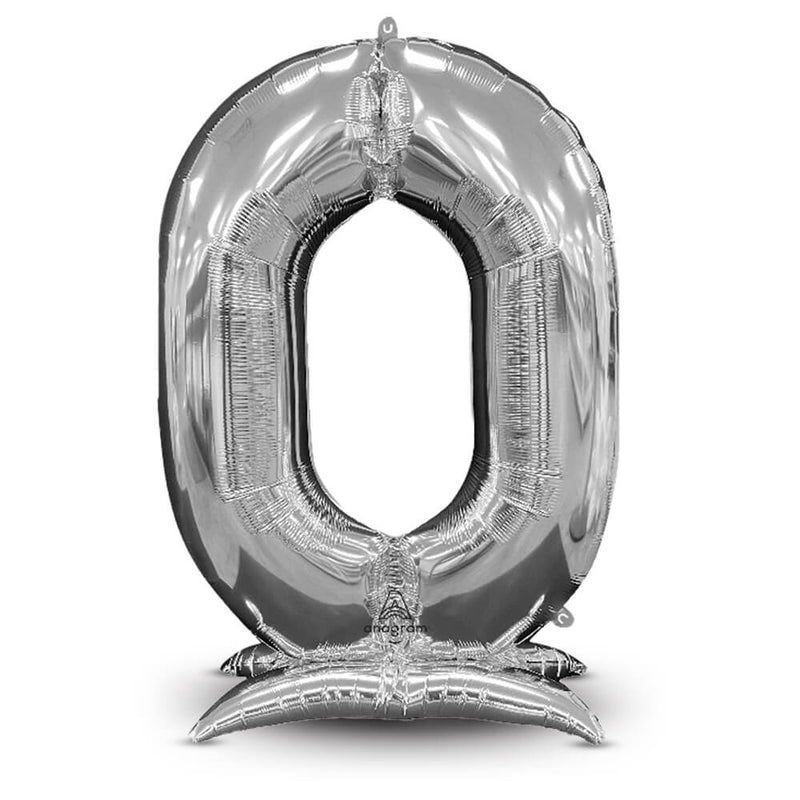 Foil Balloon 52 Inch Stand-Up Numberz 0 Silver