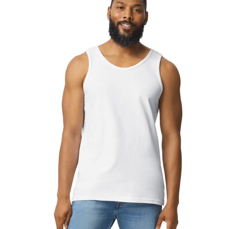 Gildan 5200 100% Cotton Tank Top Fabric - White, Classic Fit, 5.3 Oz (1 Piece)