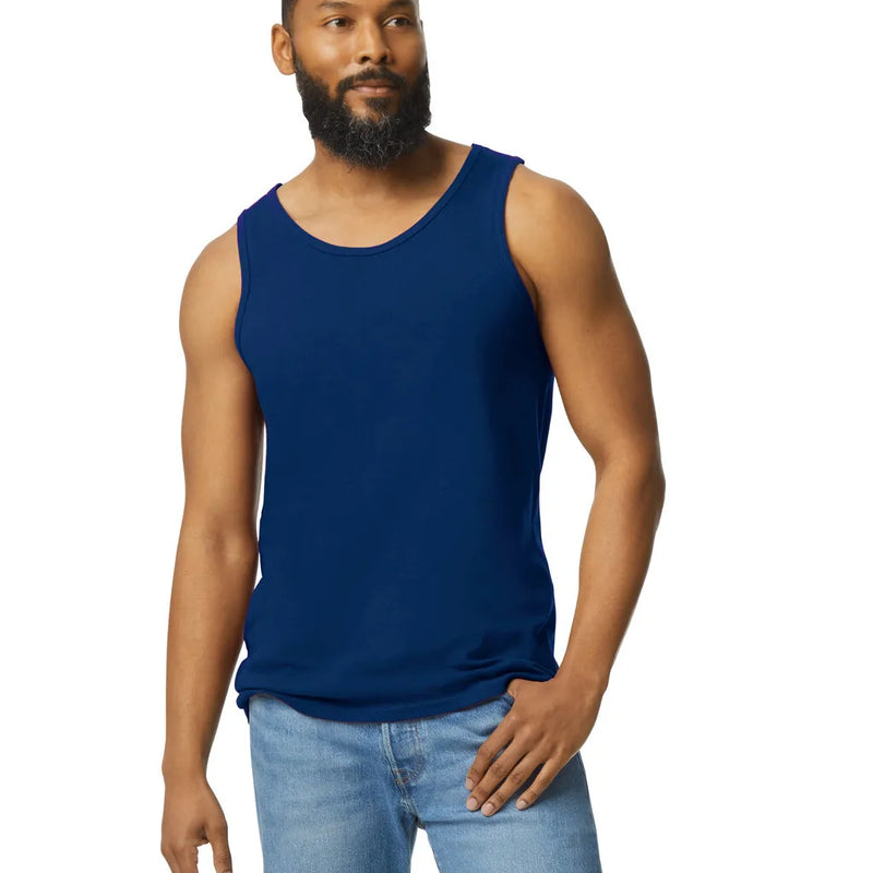 Gildan 5200 Men Tank Top Cotton Fabric - Navy, Classic Fit, Sleeveless (1 Piece)